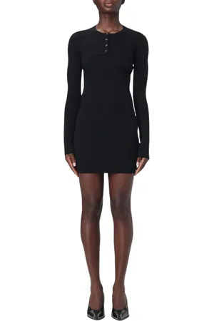 Alexander Wang Klänning, Dam, M, Rayon, Räfflad Stickad Miniklänning Knappdetalj
