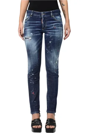 Dsquared2 Jeans, Dam, M, Bomull, Sprejmålad Jeans för Kvinnor