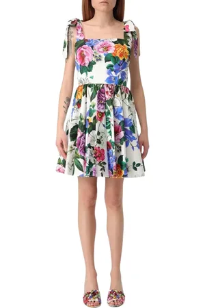 Dolce & Gabbana Klänning, Dam, M, Bomull, Rosa Blommig Mini Klänning med Band