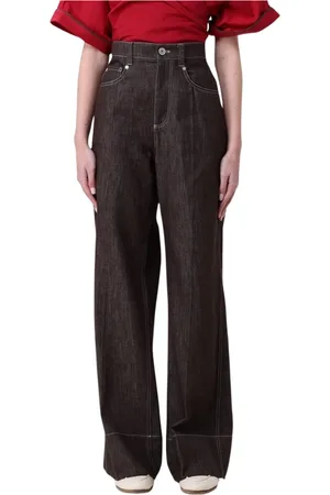 Brunello Cucinelli Jeans, Dam, XS, Bomull, Brun HighWaisted WideLeg Jeans