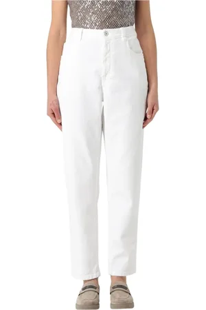 Brunello Cucinelli Jeans, Dam, XS, Bomull, Klassiska Vita Straight Leg Jeans