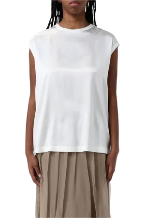 Brunello Cucinelli Topp, Dam, M, Elegant Sidens Cap Sleeve Blus