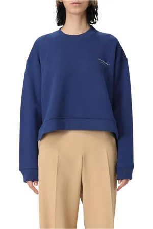 Serafini Sweatshirts & Hoodies, Dam, S, Bomull, Blå Cropped Sweatshirt för Kvinnor
