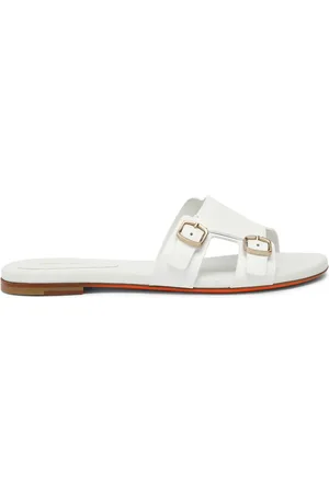 santoni Skor, Dam, 37 1/2 EU, Läder, Kvinnors läder dubbel-spänne Didi slide sandal