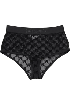 Palm Angels Underkläder, Dam, S, Läder, Sammet Logo Shorts