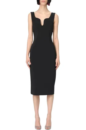 Giorgio Armani Klänning, Dam, S, Elegant Svart V-ringad Midi Klänning