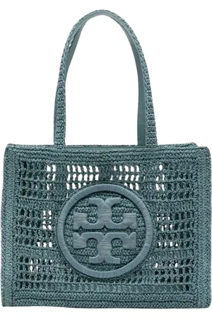 Tory Burch Väska, Dam, ONE Size, Läder, Teal Straw Tote Bag
