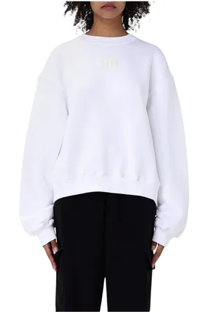 Alexander Wang Sweatshirts & Hoodies, Dam, M, Bomull, Vit Logo Crewneck Sweatshirt