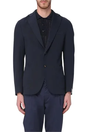 ELEVENTY Jacka, Herr, L, Blå Stickad Blazer med Fickor