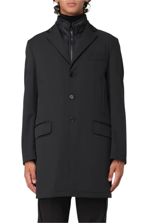 FAY Kappa, Herr, 2Xl, Klassisk Svart Kappa Avtagbar Foder