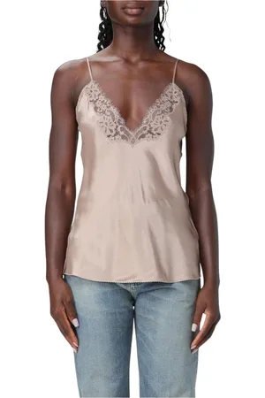 Saint Laurent Topp, Dam, L, Silk Camisole med Spetsdetaljer