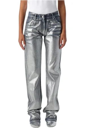 Msgm Jeans, Dam, 2Xs, Silver Metallic Raka jeans
