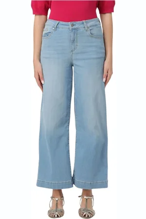 Liu Jo Jeans, Dam, W27, Bomull, Marinblå Wide Leg Jeans Kvinnor
