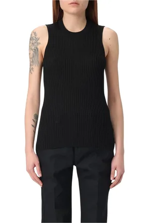 Jil Sander Topp, Dam, M, Bomull, Elegant Ribbstickad Topp