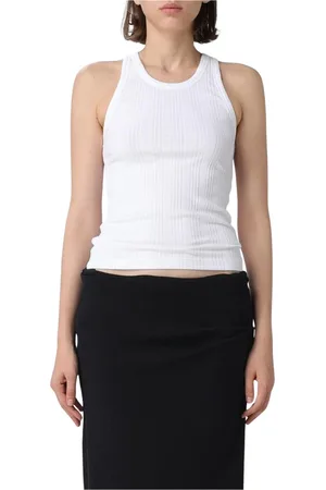 Helmut Lang Topp, Dam, XS, Bomull, Räfflad Slim Fit Tank Top Vit