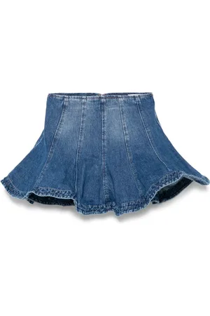 Msgm Kjol, Dam, 2Xs, Denim, Blå Denim Peplum Mini Kjol