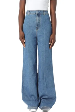 Serafini Jeans, Dam, S, Denim, Blå Denim Wide Leg Jeans