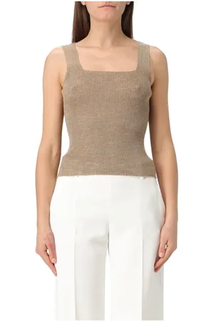 Twin-Set Topp, Dam, S, Polyester, Grön Ribbstickad Fyrkantig Topp
