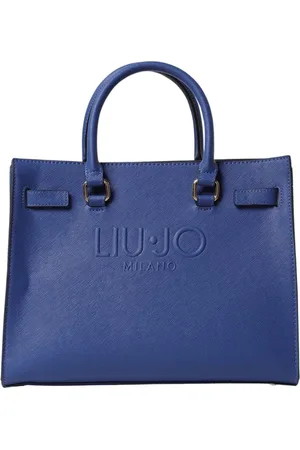 Liu Jo Väska, Dam, ONE Size, Läder, Blå Strukturerad Toteväska med Präglad Logotyp