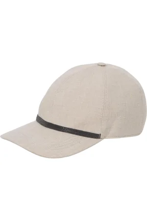Brunello Cucinelli Accessoarer, Dam, M, Linne, Grå Beaded Linne Baseballkeps