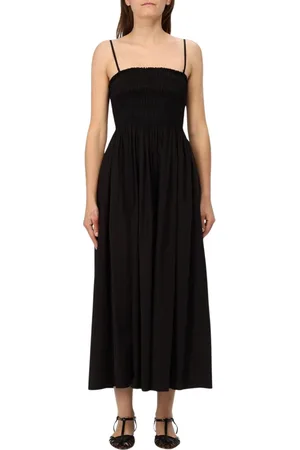 Michael Kors Klänning, Dam, S, Bomull, Elegant Svart Smocked Midi Klänning