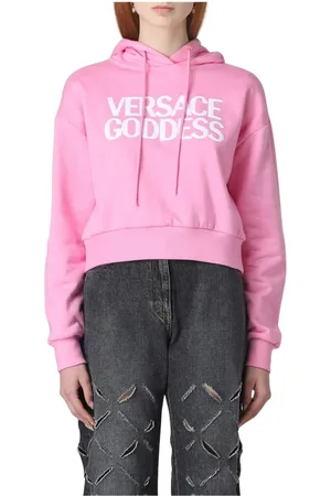 VERSACE Sweatshirts & Hoodies, Dam, S, Bomull, Gudinna Rosa Bomullssweatshirt