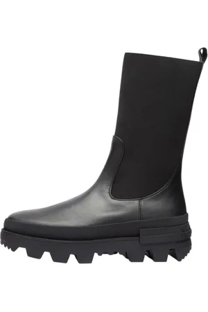 Moncler Skor, Dam, 38 EU, Läder, Svart Chelsea High Boot Elegant Design