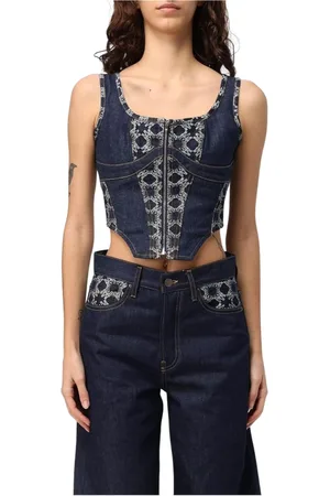 AMIRI Topp, Dam, S, Denim, Blå Denim Korsett Topp Ärmlös