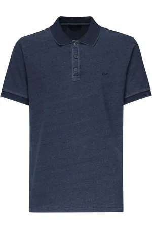 FAY Topp, Herr, XL, Bomull, Blå Polo Skjorta med Logobroderi
