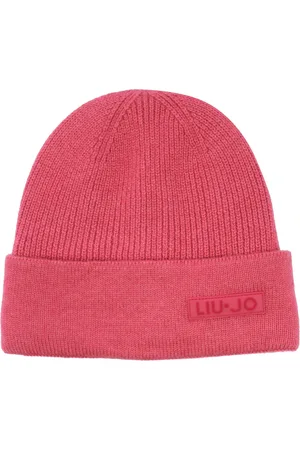 Liu Jo Accessoarer, Dam, ONE Size, Fuchsia Mössa med Logotyp