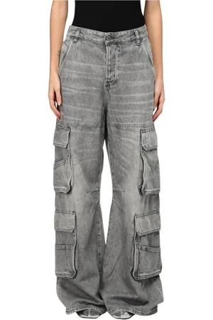 Diesel Jeans, Dam, W24, Bomull, Grå Cargo Jeans för Kvinnor