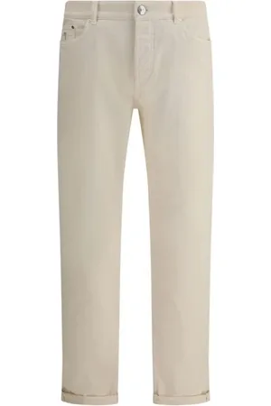 Brunello Cucinelli Jeans, Herr, XL, Bomull, Klassiska Jeans med Uppvikt Fåll