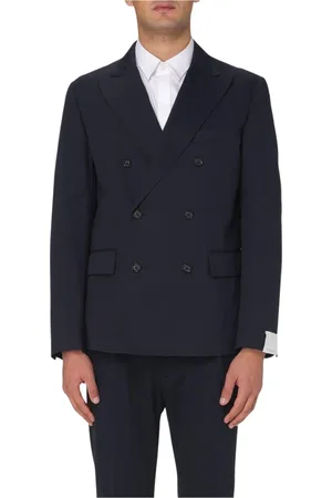 Paolo Pecora Jacka, Herr, M, Blå Dubbelknäppt Blazer Jacka