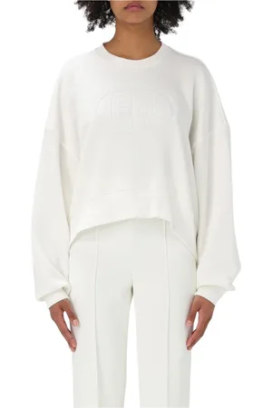 Elisabetta Franchi Sweatshirts & Hoodies, Dam, XL, Bomull, Lyxig präglad logotyp sweatshirt