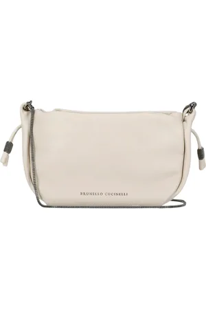 Brunello Cucinelli Väska, Dam, ONE Size, Läder, Ivory Läder Crossbody Kedja Rem Väska
