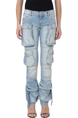 The Attico Jeans, Dam, W29, Blå Cargo Jeans med Cinched Manschetter