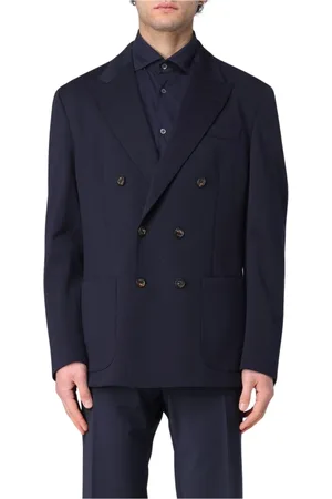 ELEVENTY Jacka, Herr, XL, Läder, Blå Dubbelknäppt Blazer