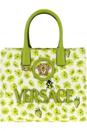 VERSACE Väska, Dam, ONE Size, Läder, Blommig Toteväska Grön Stil
