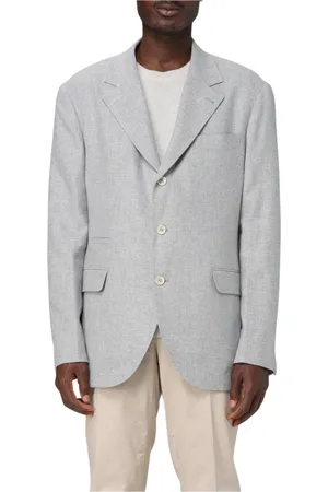 Brunello Cucinelli Jacka, Herr, 2Xl, Grå Treknapp Revers Blazer