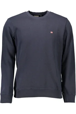 Napapijri Sweatshirts & Hoodies, Herr, S, Bomull, Blå Långärmad Broderad Logosweatshirt