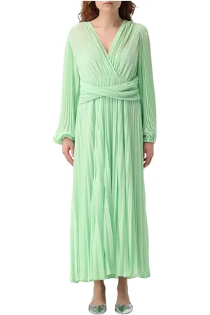 Twin-Set Klänning, Dam, M, Polyester, Elegant Maxi Klänning V-ringning