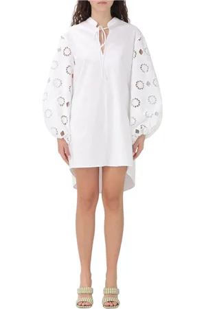 Dondup Klänning, Dam, S, Bomull, Rosa EyeletSleeve Mini Klänning