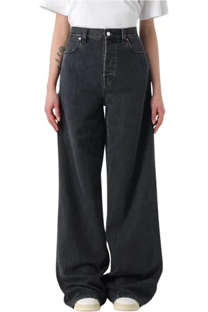 Gucci Jeans, Dam, W26, Bomull, Svarta Wide Leg Byxor