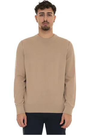 HUGO BOSS Stickade tröjor & koftor, Herr, M, Bomull, Texturerad Rundhalsad Bomullströja
