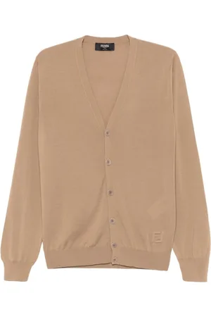 Fendi Stickade tröjor & koftor, Herr, L, Lätt Ull Cardigan V-ringad Knapp Fram