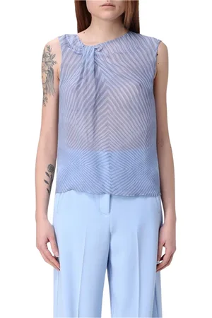 Patrizia Pepe Topp, Dam, S, Blå Sidenskjorta Elegant Stil