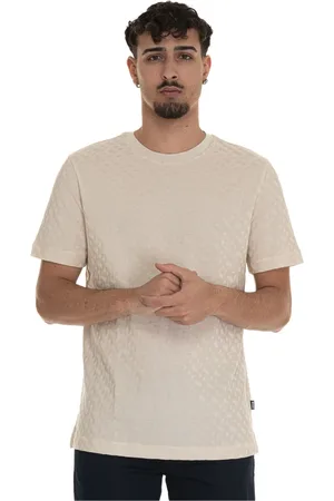 HUGO BOSS Topp, Herr, L, Bomull, T-shirt med logotyp, kortärmad och rund hals