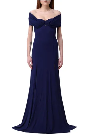 Elisabetta Franchi Klänning, Dam, XL, Polyester, Svart Off-Shoulder Maxi Klänning