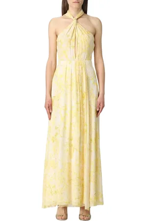 Patrizia Pepe Klänning, Dam, 2Xs, Gul Blommig Halter Maxi Klänning
