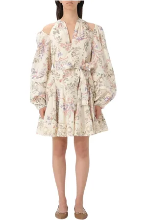 Twin-Set Klänning, Dam, M, Bomull, Blommig Puffärm Mini Klänning